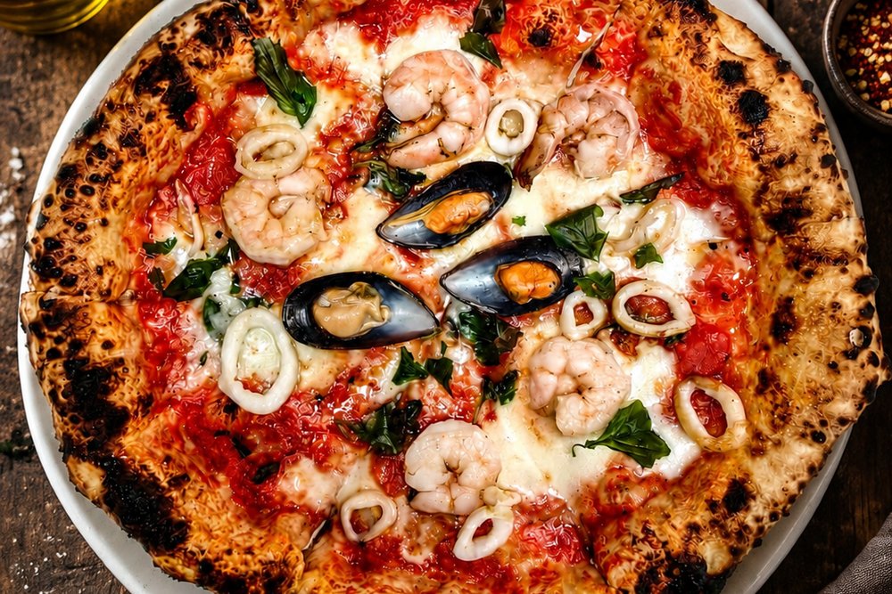 Frutti di mare seafood pizza